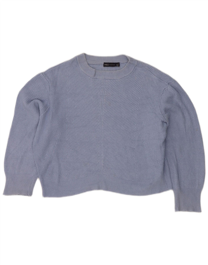 Suéter feminino MARKS & SPENCER com gola redonda e gola redonda Reino Unido 14 azul médio