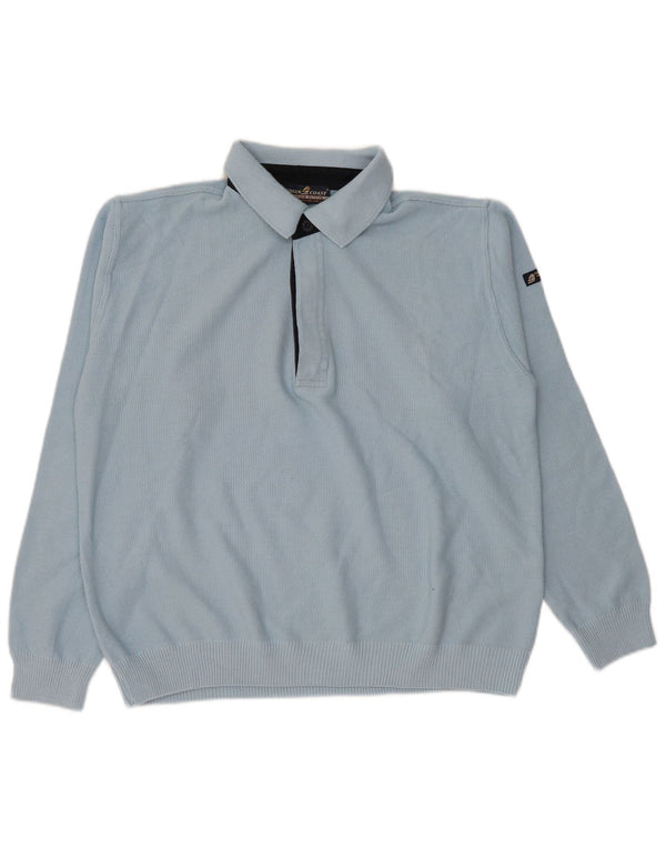 Suéter masculino Green Coast com gola polo IT 50 azul médio