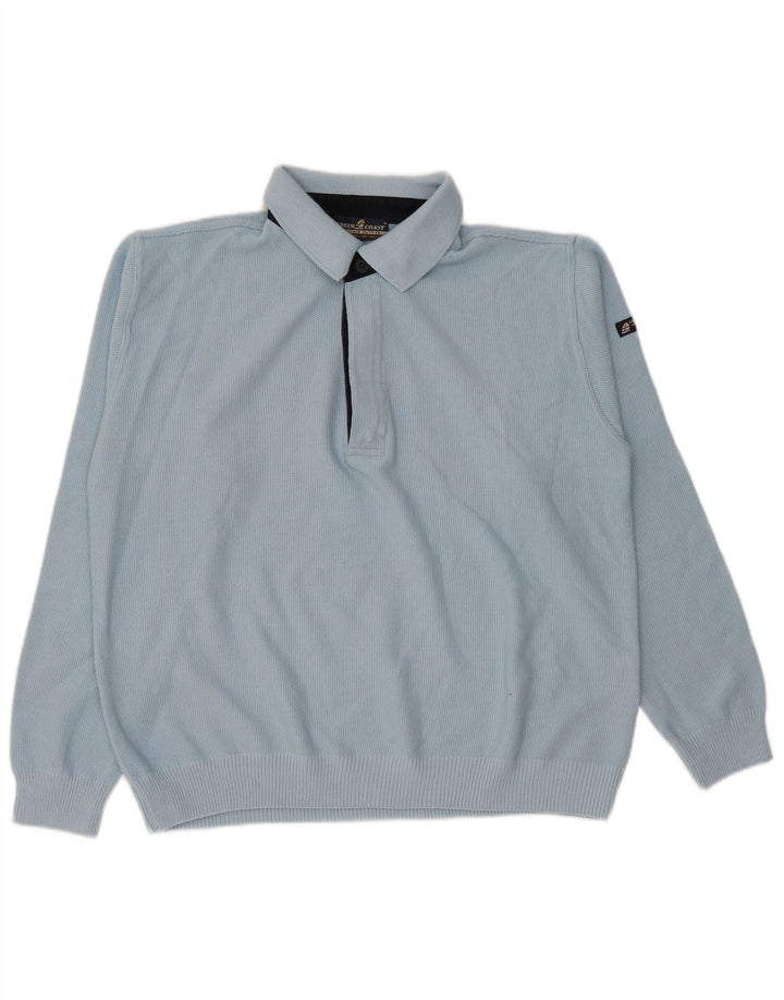 Suéter masculino Green Coast com gola polo IT 50 azul médio