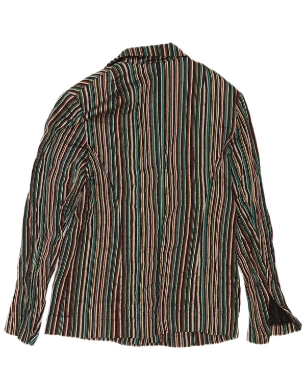 Jaqueta blazer vintage feminina com 5 botões Reino Unido 12 listrada média multicolorida