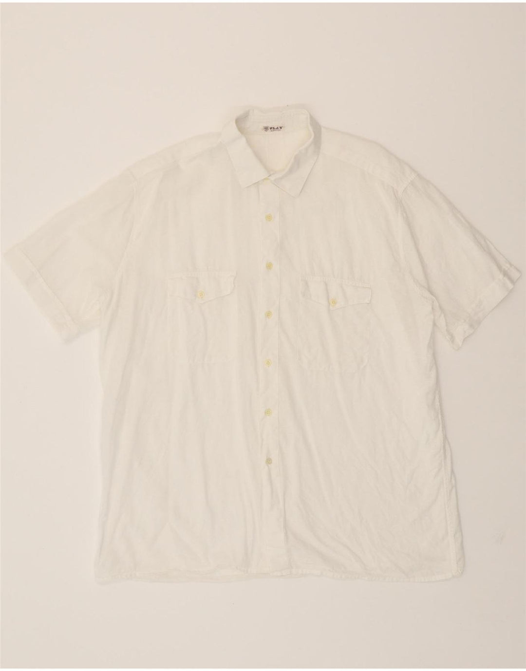 REPLAY Mens Short Sleeve Shirt Large White Cotton Vintage Replay and Second-Hand Replay from Messina Hembry 