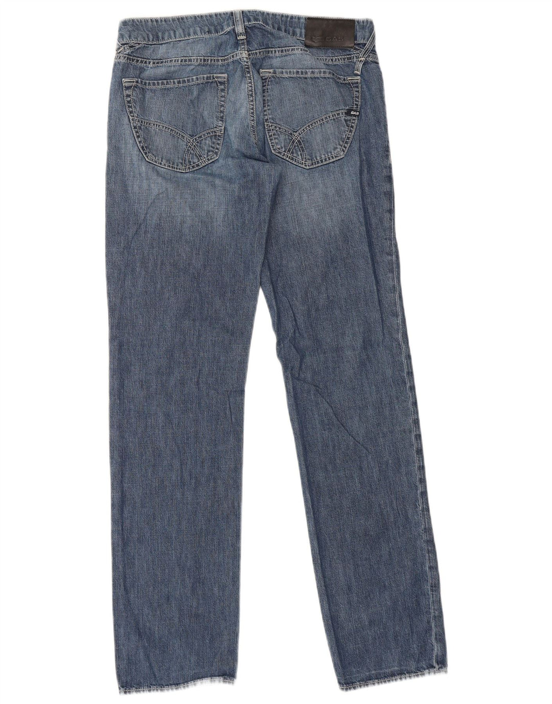 Calça jeans reta masculina Gas W32 L34 algodão azul