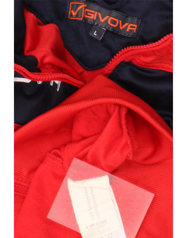 Givova Jaqueta masculina de agasalho gráfico grande poliéster colorblock vermelho