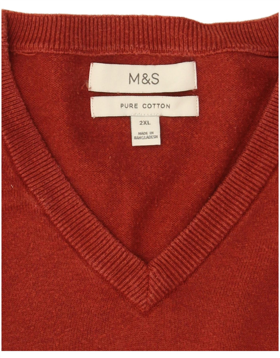Suéter masculino Marks & Spencer com decote em V 2XL algodão marrom