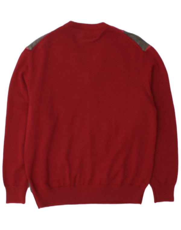 Suéter masculino vintage com decote em V IT 48 Médio Borgonha Argyle/Diamante