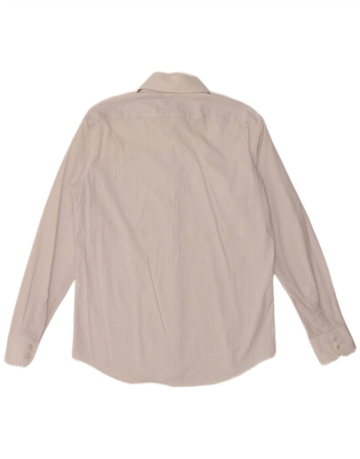 Camisa masculina de ajuste regular HUGO BOSS tamanho 40 15 3/4 médio branco guingão