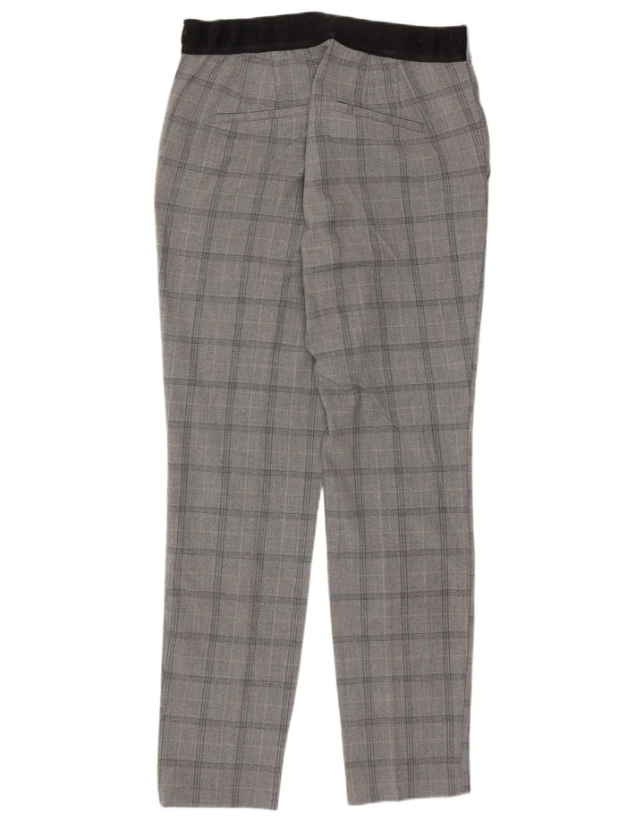 Zara Calça Chino Feminina Slim Médio W28 L27 Poliéster Xadrez Cinza