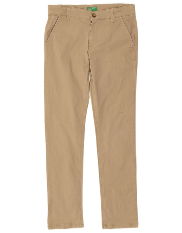 Calças Chino Slim Meninos Benetton 11-12 Anos 2XL W30 L28 Algodão Bege