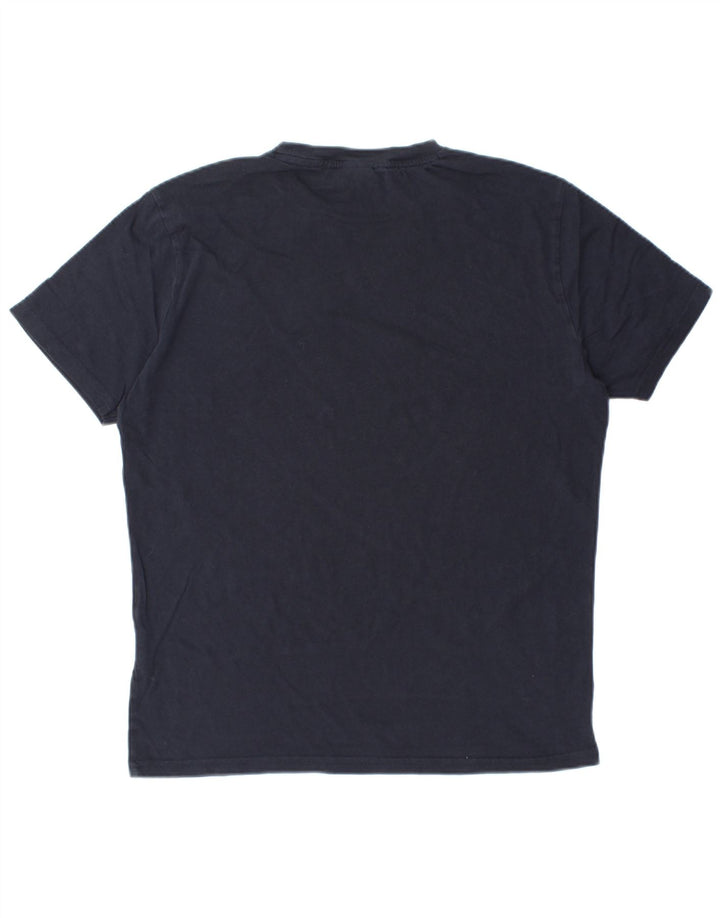 Camiseta gráfica masculina CHAMPION Top médio algodão azul marinho