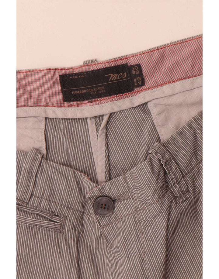 Marlboro Classics Mens Chino Shorts EU 50 Grande W34 Riscas Cinza