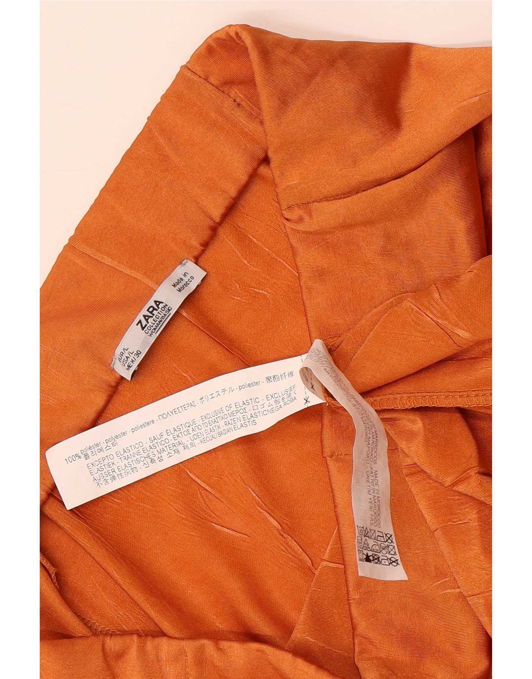 Zara Saia maxi feminina de cintura alta grande W30 poliéster laranja