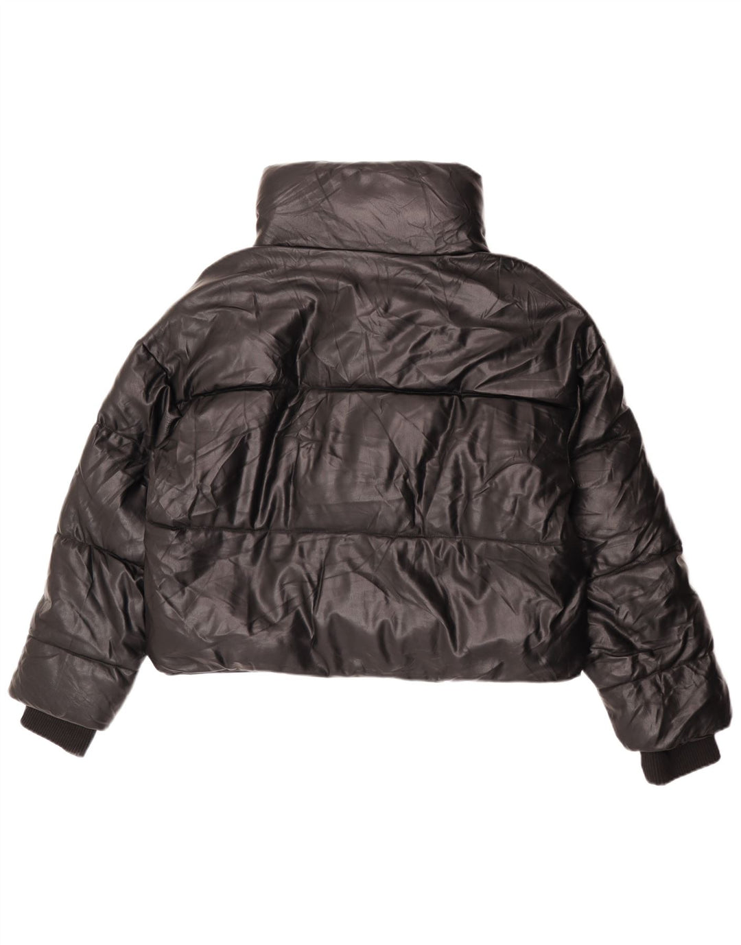 Jaqueta acolchoada feminina Zara UK 16 grande poliéster preto