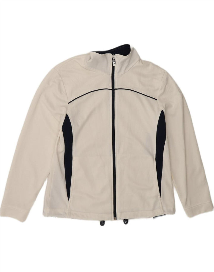 ASICS Womens Tracksuit Top Jacket UK 16 Grande bloco colorido branco