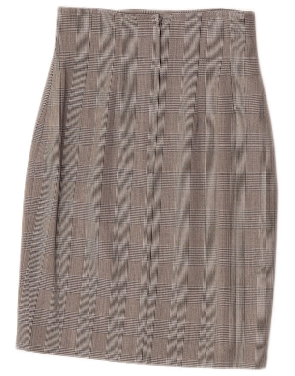 Saia lápis feminina Sportmax UK 10 pequena W25 cinza houndstooth lã virgem