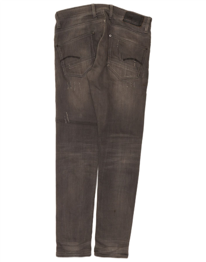 G-Star Mens Revend Jeans Super Slim Distressed W32 L32 Algodão Cinza