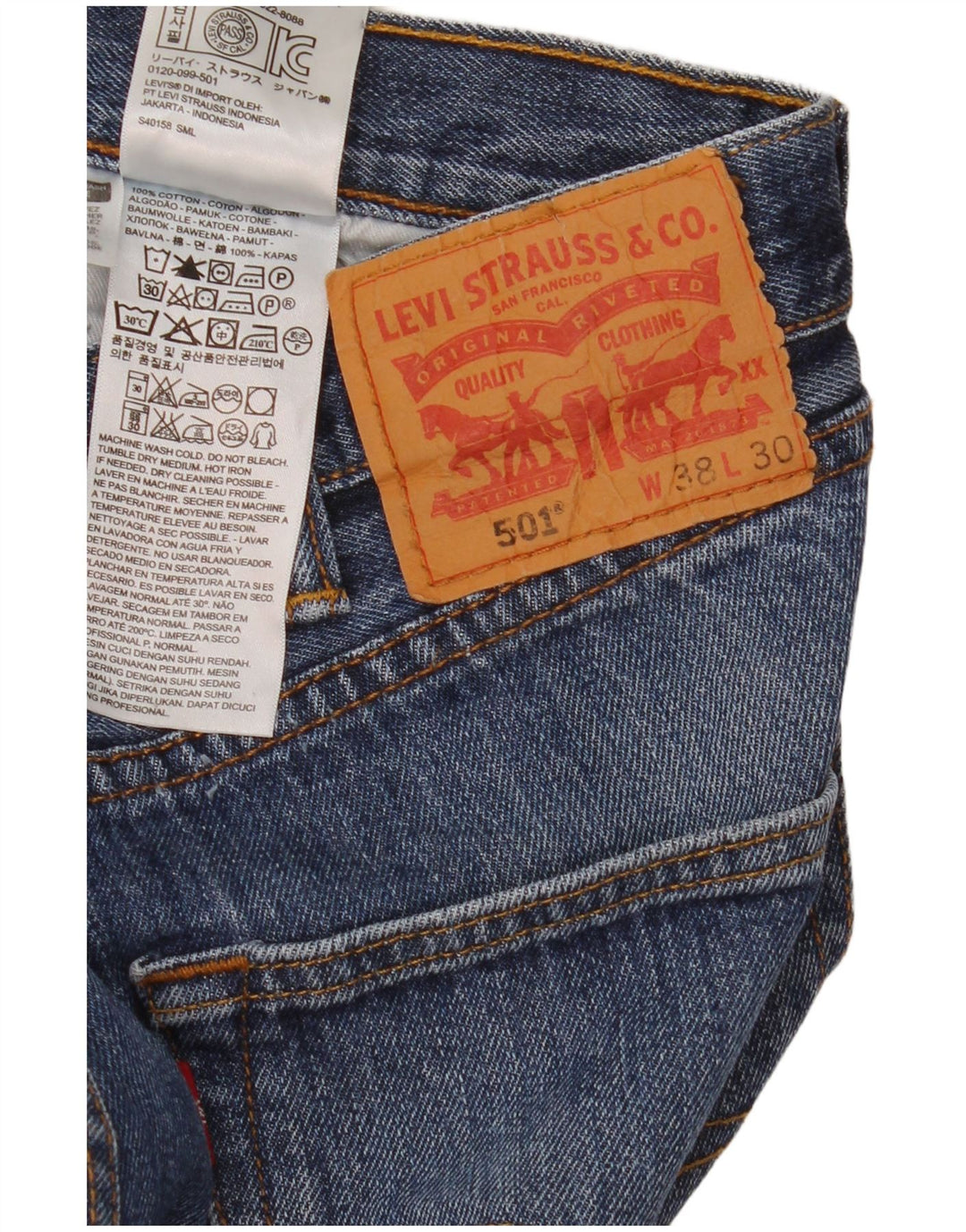 Levi's Masculino 501 Straight Jeans W38 L30 Azul Algodão