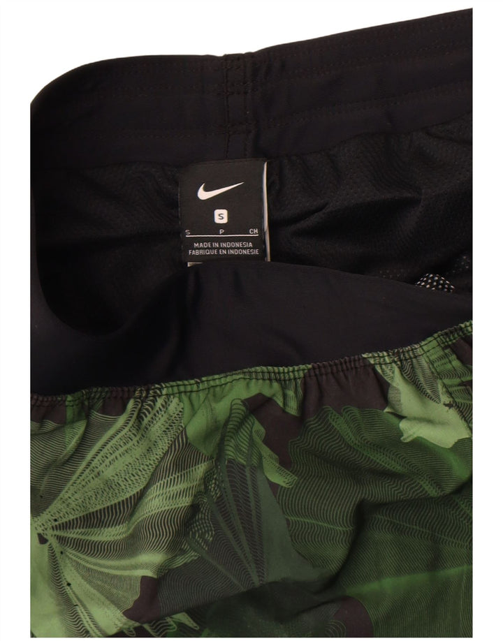 Shorts esportivos masculinos NIKE pequenos verdes florais de poliéster