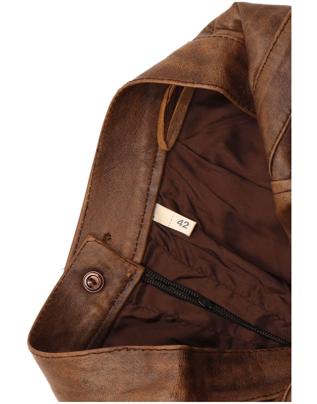 Saia de couro feminina vintage IT 42 médio W26 marrom