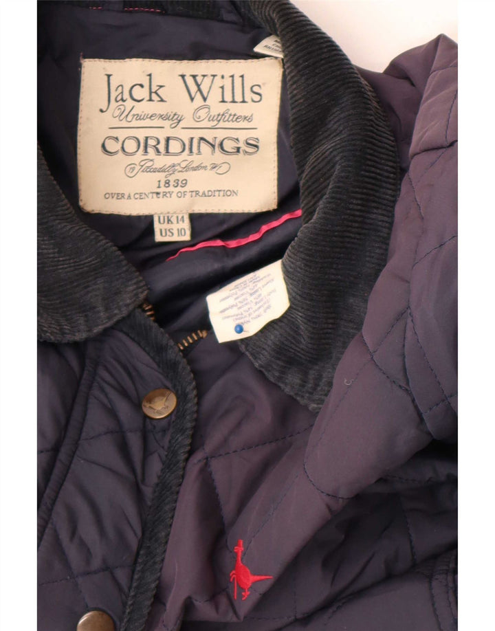 Jaqueta acolchoada feminina Jack Wills Reino Unido 14 grande nylon azul marinho