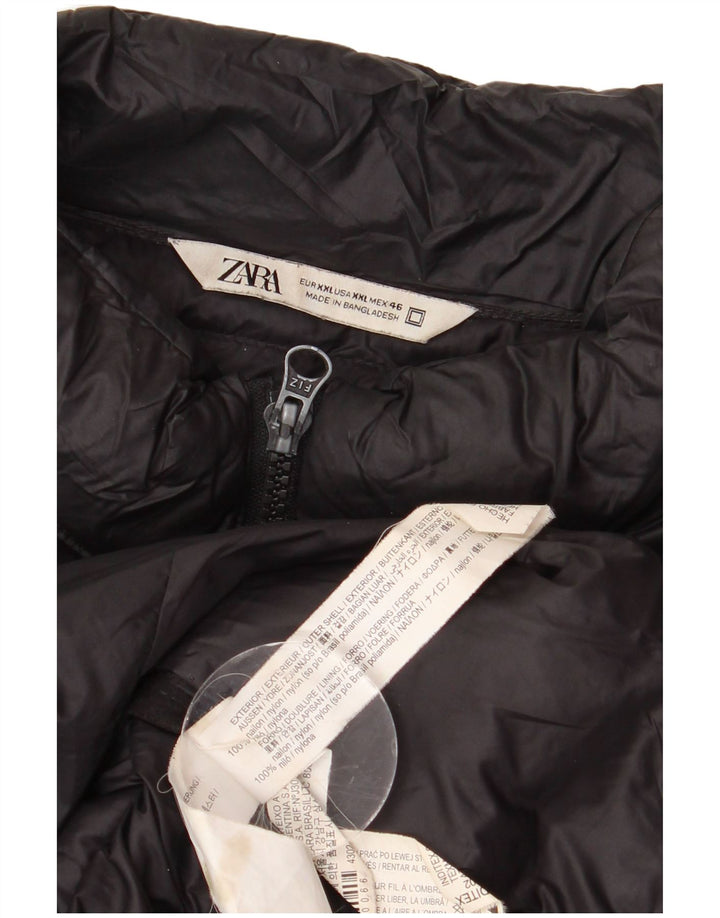 Jaqueta acolchoada masculina ZARA UK 44 2XL nylon preto