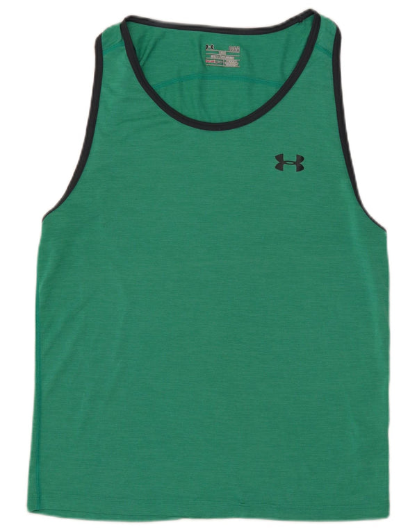 Under Armour Mens Heat Gear Vest Top Grande Poliéster Verde Colourblock