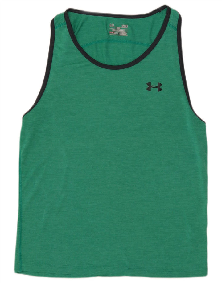 Under Armour Mens Heat Gear Vest Top Grande Poliéster Verde Colourblock