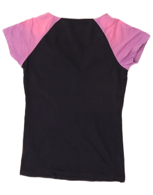 Camiseta feminina Nike UK 8/10 pequena preta colorblock algodão