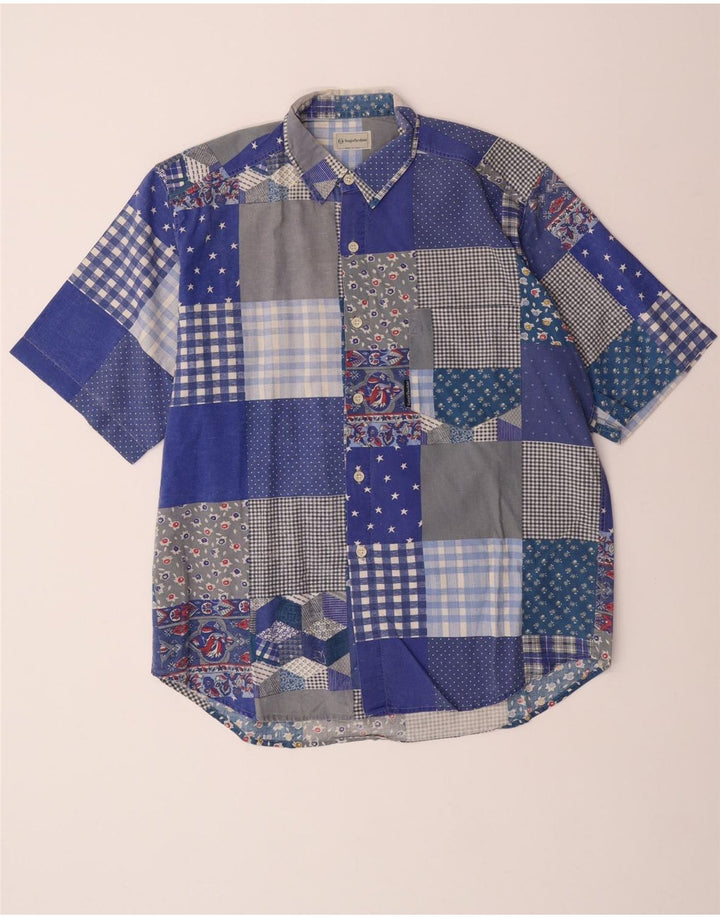 Camisa masculina de manga curta Sergio Tacchini grande patchwork azul