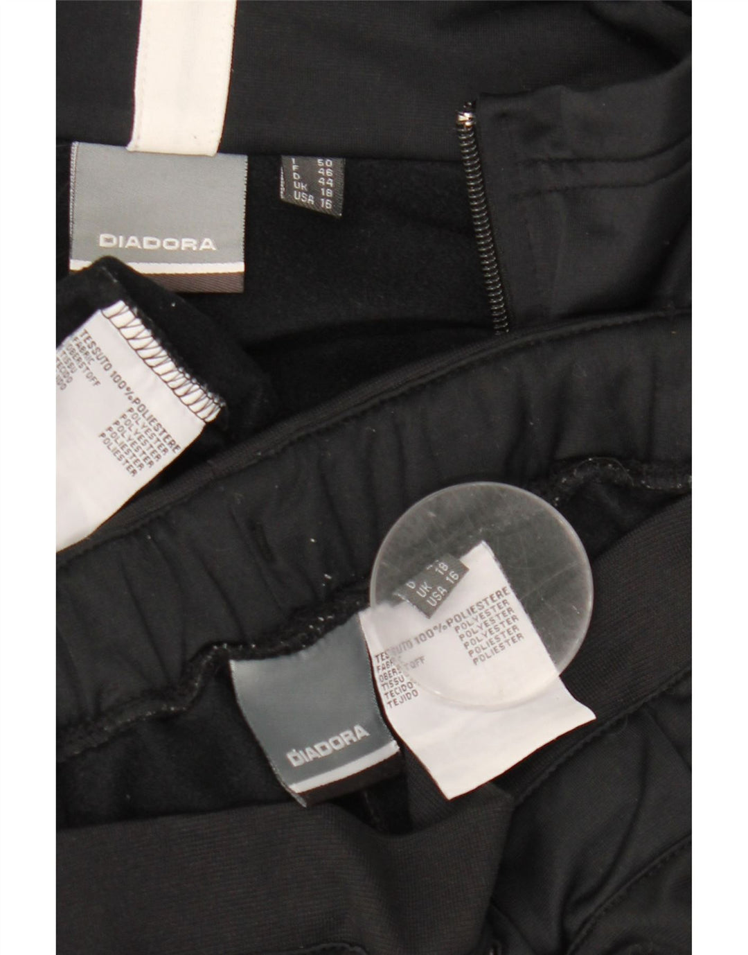 Diadora Womens Full Tracksuit UK 18 XL Preto Colourblock Poliéster