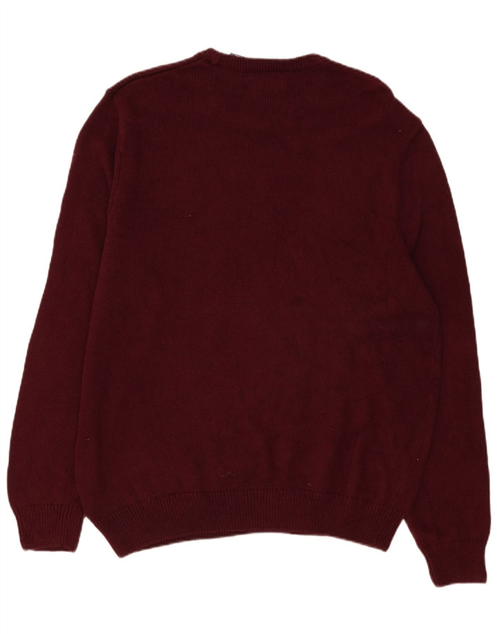 Suéter masculino Chaps com gola redonda XL algodão Borgonha
