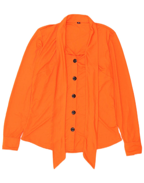 Blusa feminina vintage com gravata frontal Reino Unido 14 laranja médio