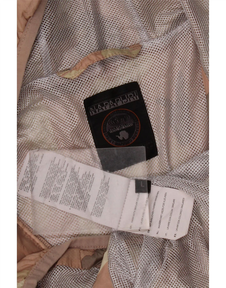 Jaqueta de chuva feminina com capuz NAPAPIJRI Reino Unido 16 grande poliéster camuflado rosa