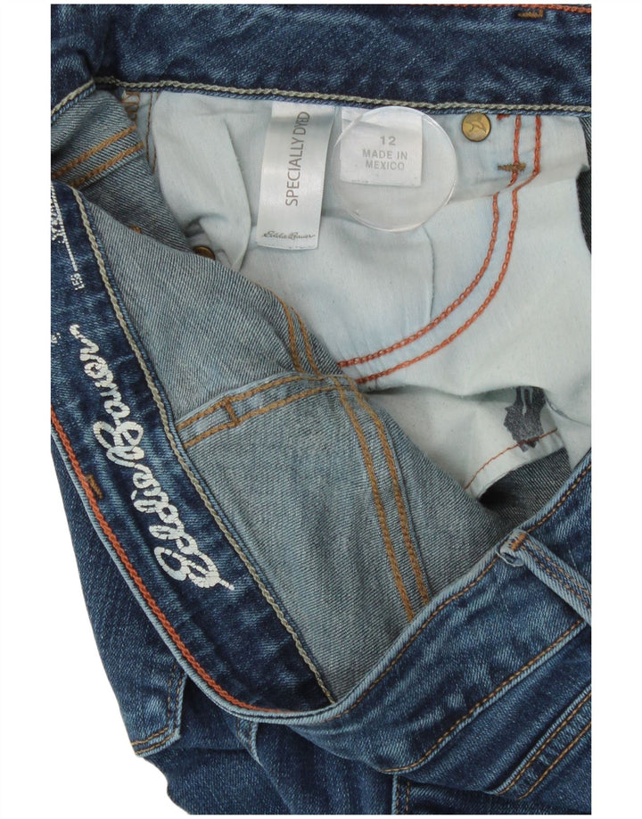 Calça jeans feminina Eddie Bauer ligeiramente curvilínea reta EUA 12 grande W32 L30 azul