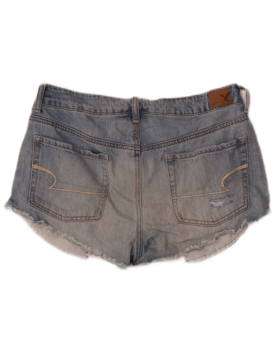 Shorts jeans feminino American Eagle desgastado EUA 8 médio W30 azul