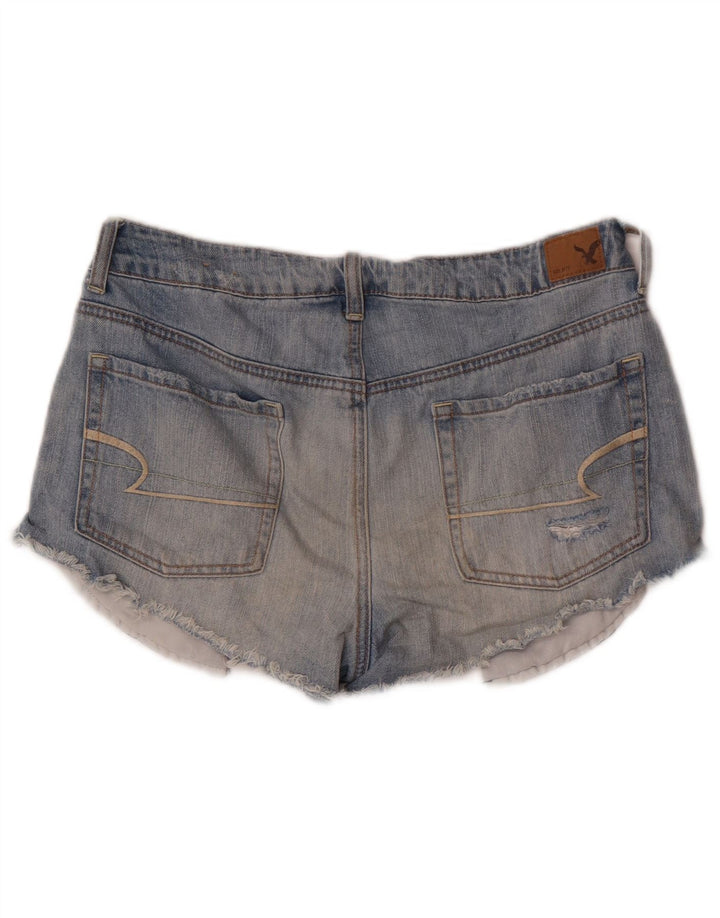Shorts jeans feminino American Eagle desgastado EUA 8 médio W30 azul