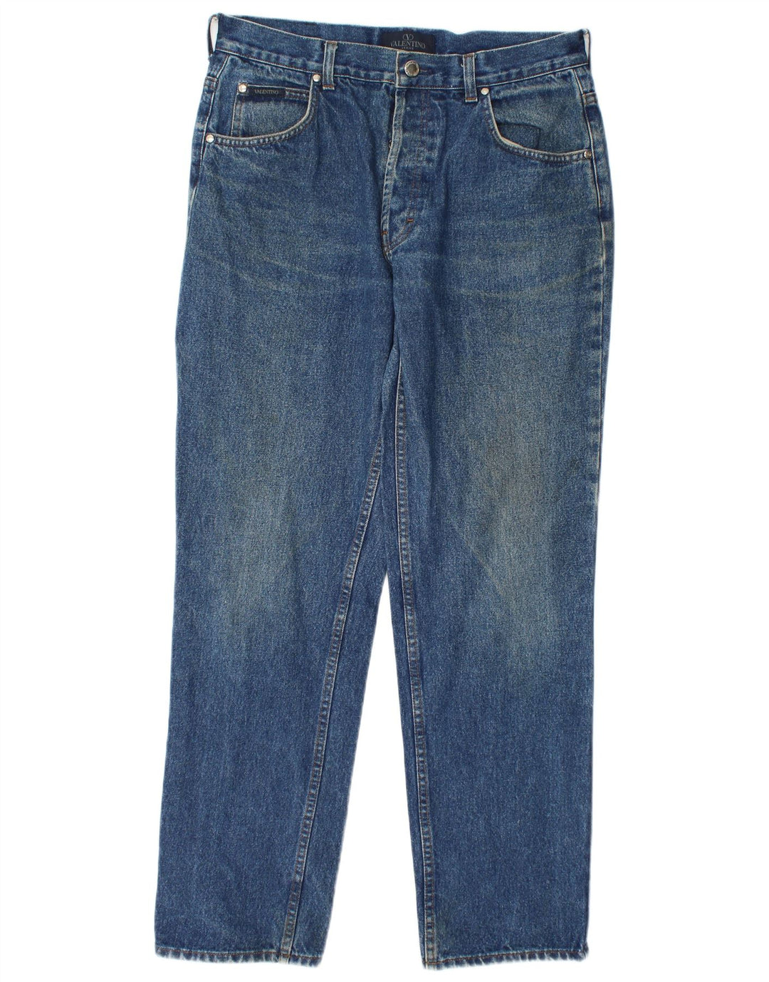 Jeans reto feminino Valentino W34 L31 algodão azul