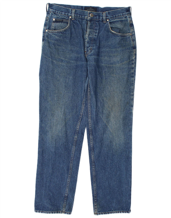Jeans reto feminino Valentino W34 L31 algodão azul