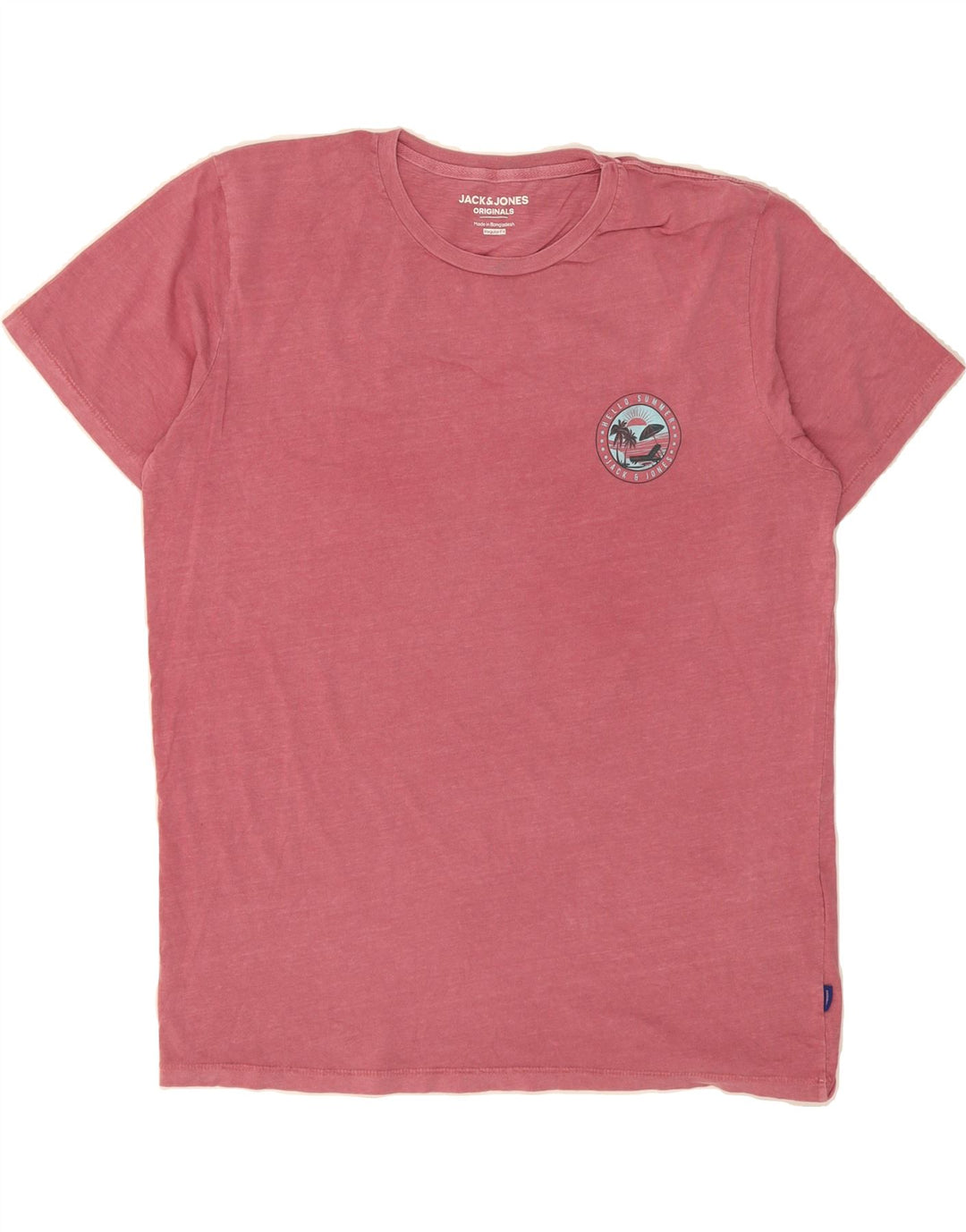 JACK & JONES Mens Regular Fit Graphic T-Shirt Top XL Pink Cotton Vintage Jack & Jones and Second-Hand Jack & Jones from Messina Hembry 