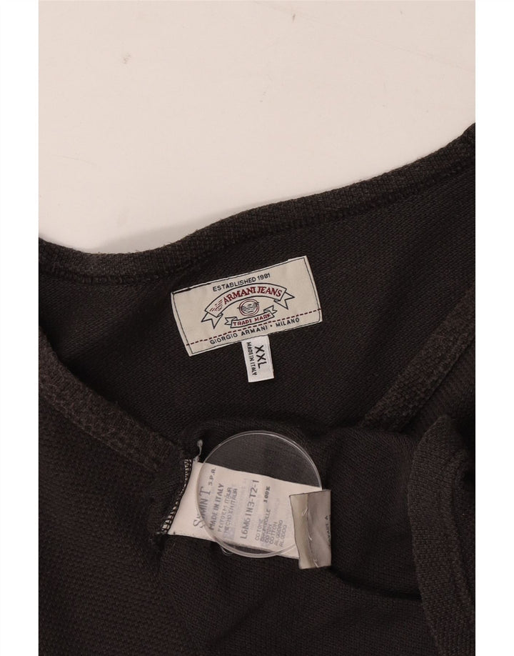 Armani Jeans Mens Top Manga Longa 2XL Algodão Cinza