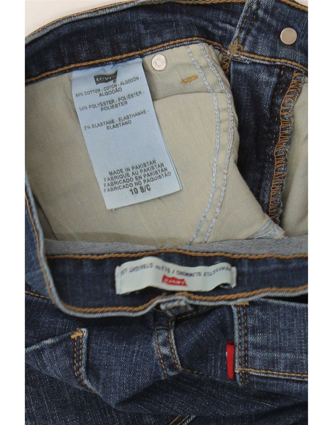 Calça jeans feminina Levi's 512 Straight US 10 grande W28 L29 azul marinho