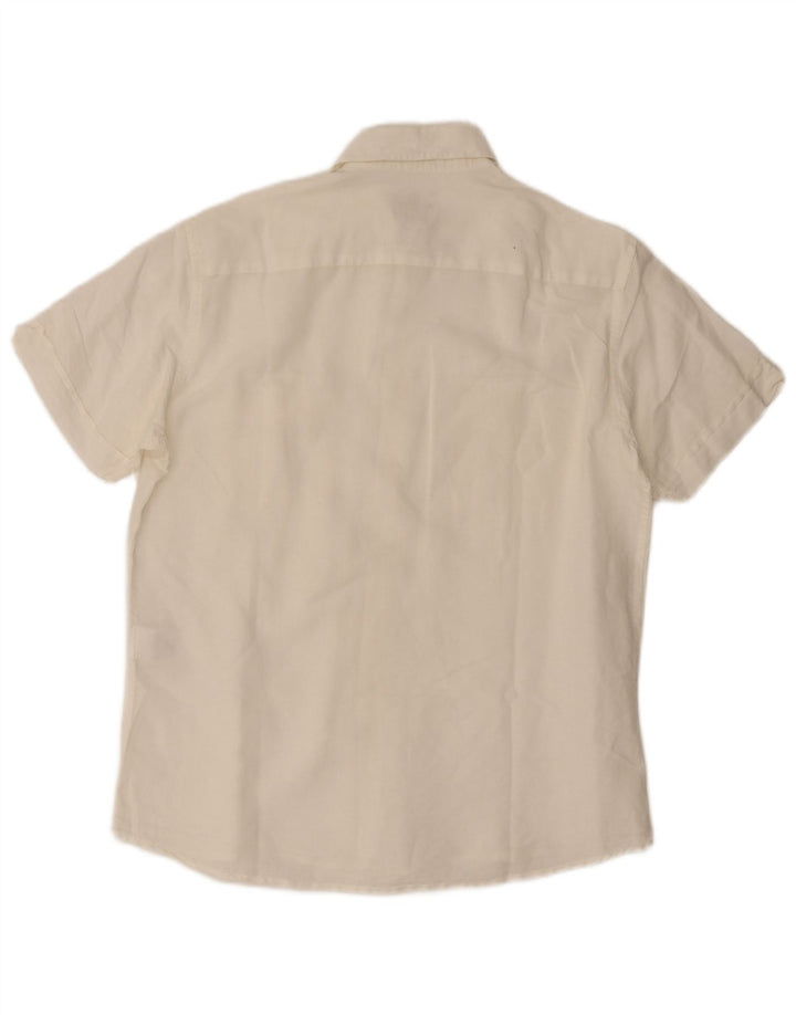 Camisa masculina de manga curta Mash grande em linho branco
