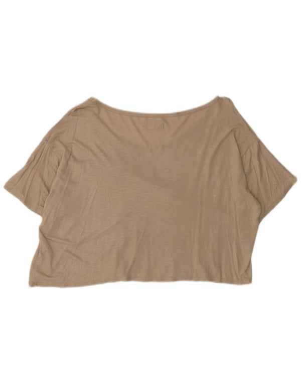 Camiseta feminina Hollister UK 14 Viscose manchada bege médio