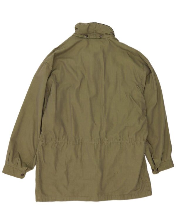 Sobretudo masculino vintage com capuz UK 42 XL cáqui