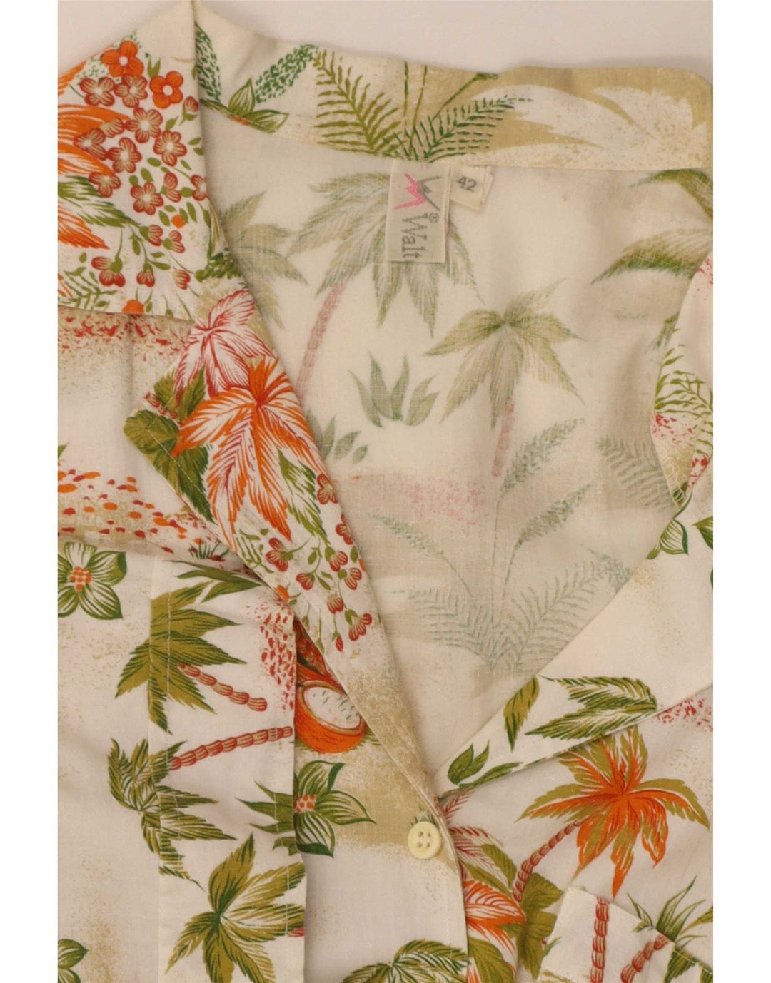 Camisa havaiana feminina vintage IT 42 média floral multicolorida