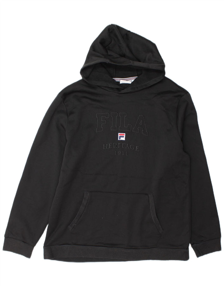 FILA moletom com capuz gráfico masculino grande algodão preto