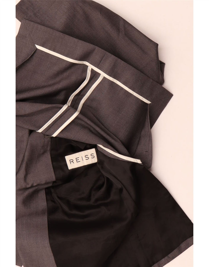 Jaqueta Blazer Masculina Reiss com 2 Botões Reino Unido 38 Lã Cinza Médio