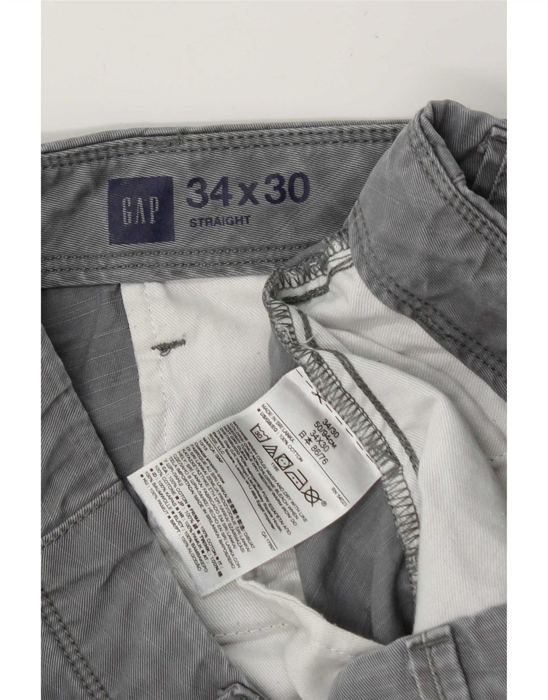 Calça Chino Reta Masculina Gap W34 L30 Algodão Cinza