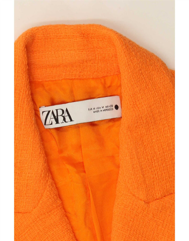 Zara Colete Feminino Crop Double Breasted Reino Unido 14 Médio Laranja