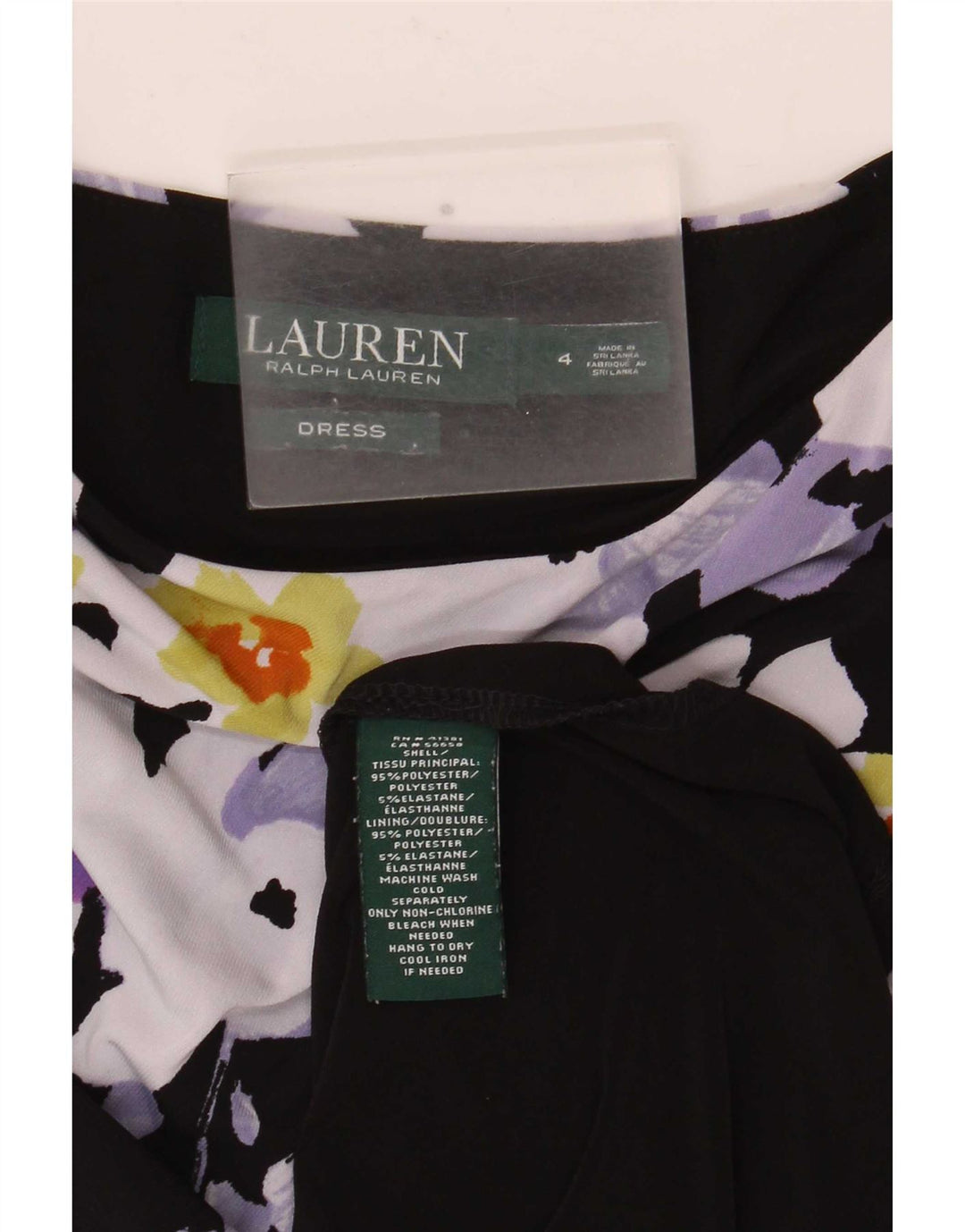 Vestido bainha feminino Ralph Lauren US 4 pequeno preto floral poliéster