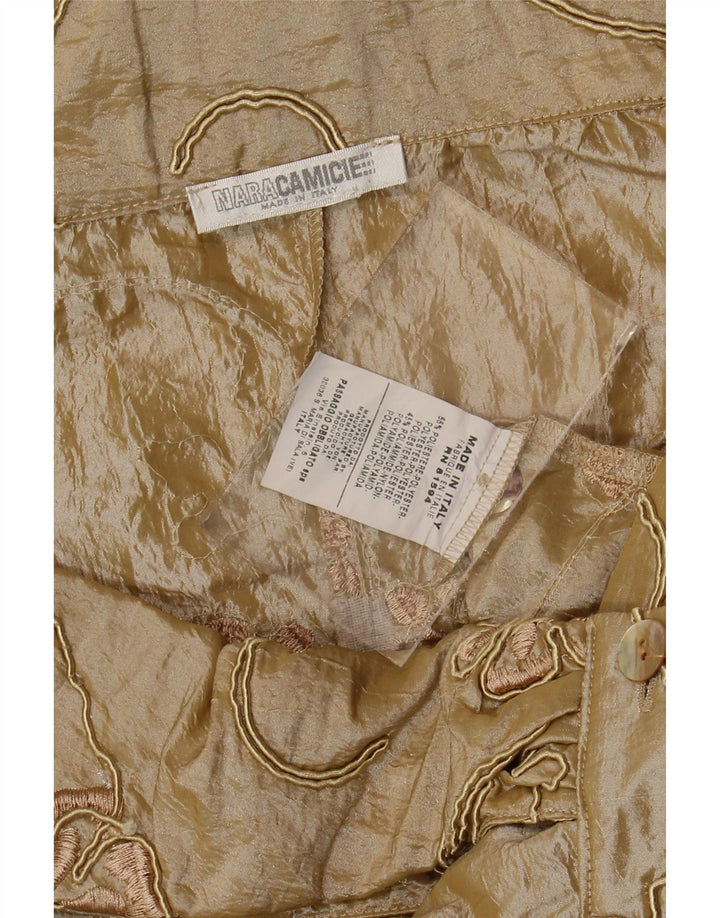 Blusa feminina cropped Naracamicie Reino Unido 12 poliéster floral bege médio